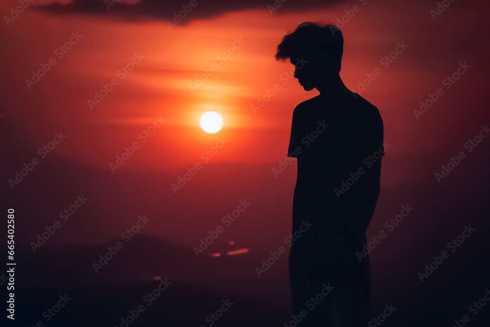 silhouette of a person in the sunset
