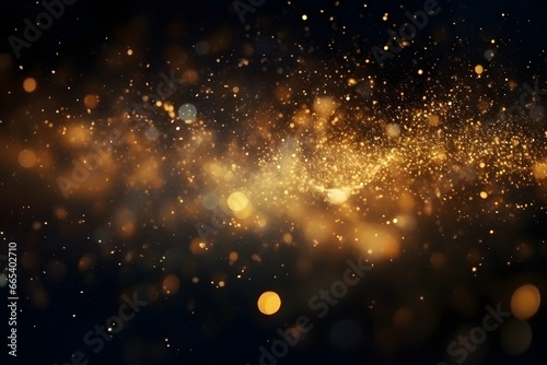 Luxury golden clouded bokeh dust on black backgrounds, ai generative © Alice