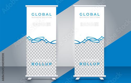 Modern roll up banner design template. flyer. pull up. presentation. brochure. poster. advertisement. print media
