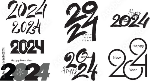 2024 New year, happy new year vector set