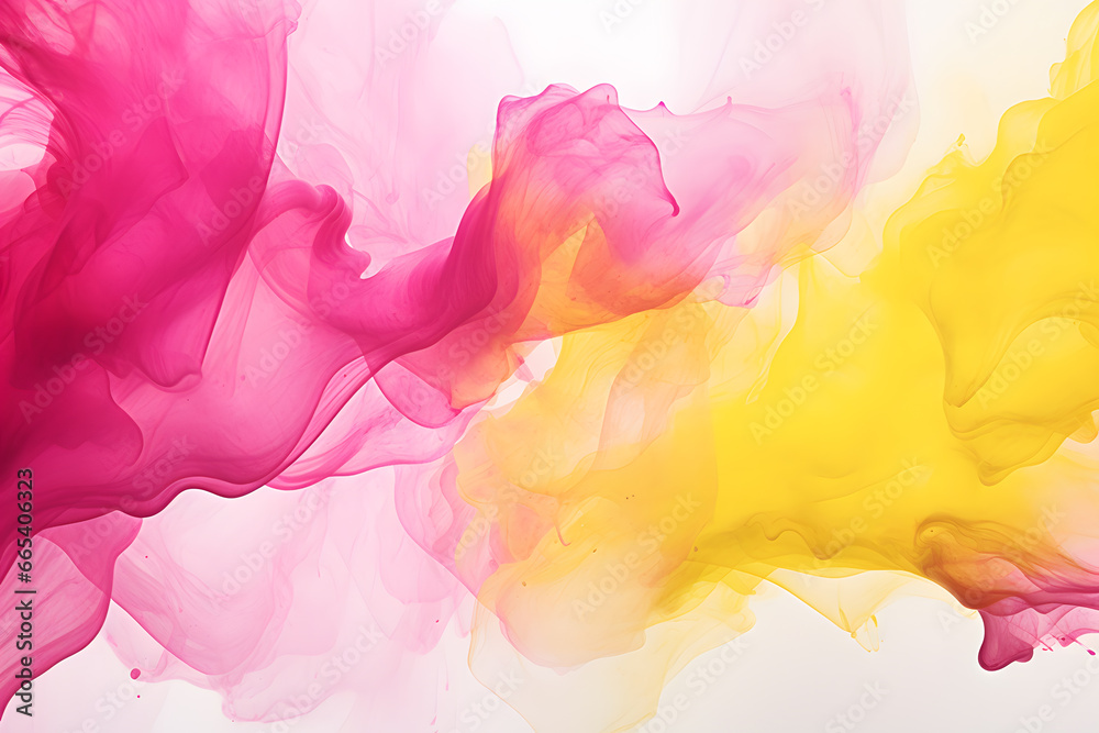 ピンクと黄色のインクアート背景｜Blurry ink art.Abstract digital background.Generative AI