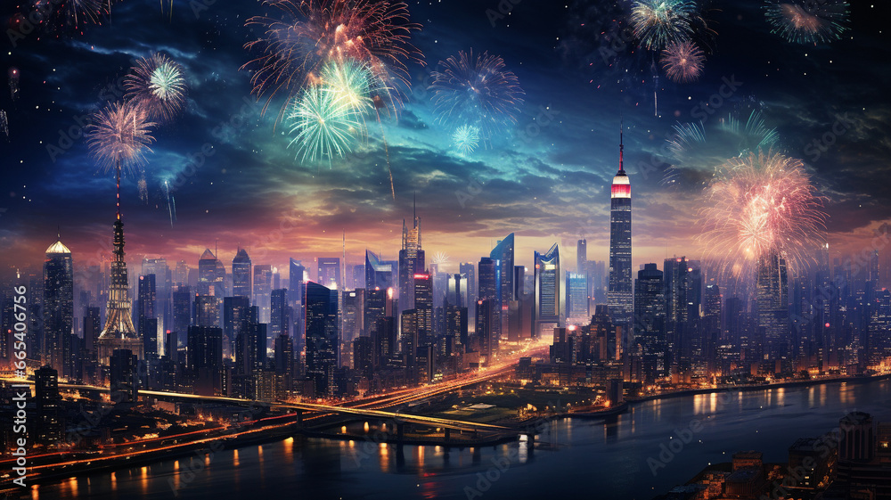 Firework in new year celebration. Firework in new year celebration.