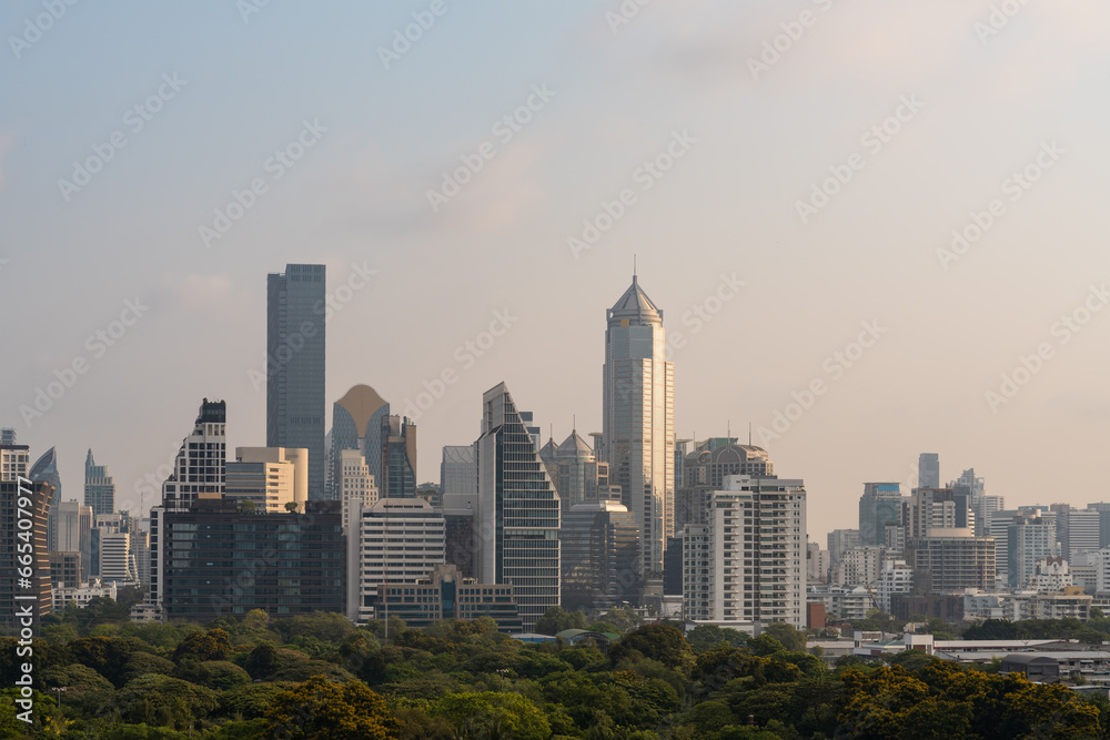 Bangkok panoramic city view, China Resources Tower and buildings