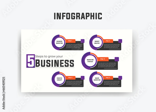 Infographic business presentation template design  vector infographic 5 steps template 