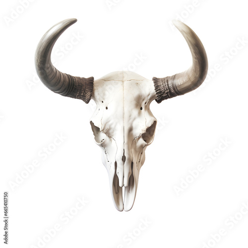 Bull skull isolated on white. Cowboy Native American