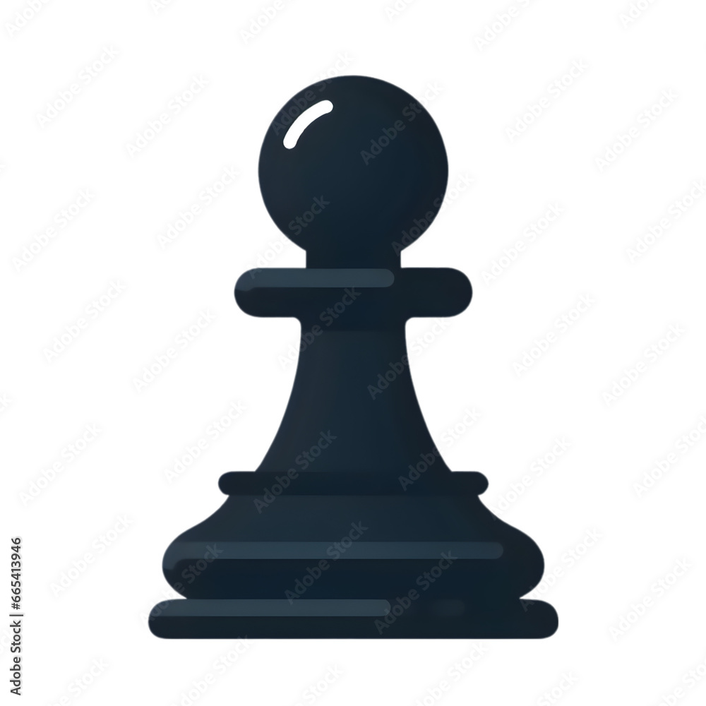2d flat black chess pawn illustration isolated on transparent
