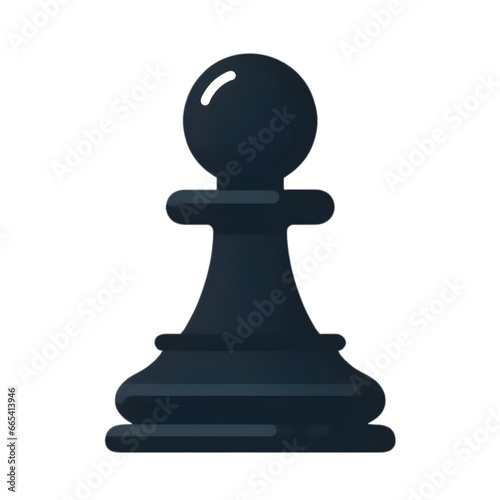 2d flat black chess pawn illustration isolated on transparent background, chess piece, chess game, board game