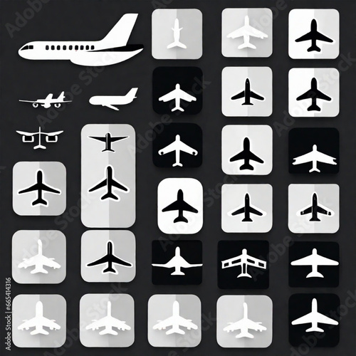 airplane icon set, Generative AI