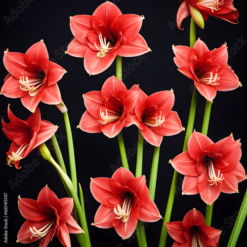 amaryllis flower a dark background. ai generative