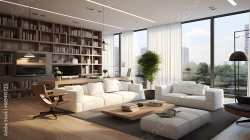 Modern apartment interior with white design © Kpow27
