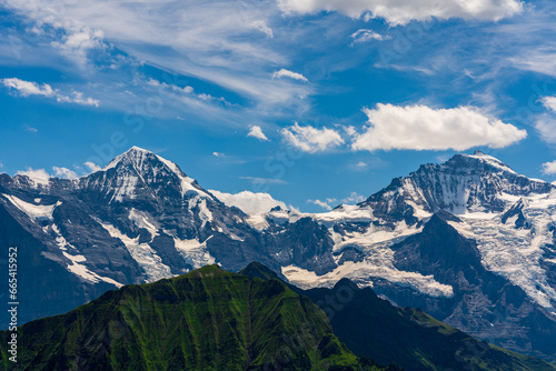 Panoramic view of the Alps in Switzerland.