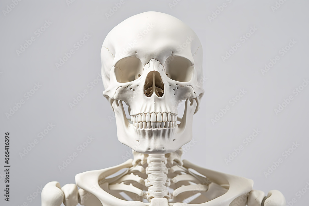 shot of a model of human skeleton on a white background shot of a model of human skeleton on a white background
