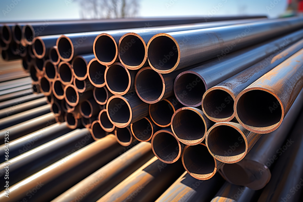Shot of steel pipe cut-ends showing the thickness Shot of steel pipe cut-ends showing the thickness