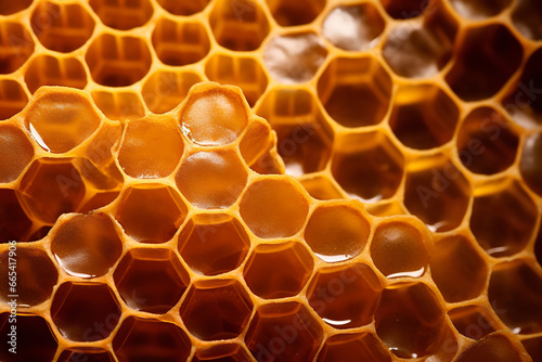 Top view of close-up of honeycomb from various angles , 