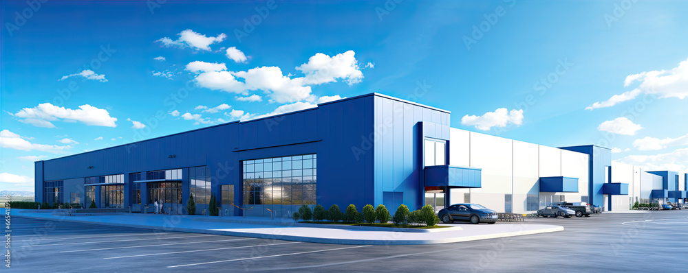 Modern new industrial or factory building. Logistics warehouse Modern new industrial or factory building. Logistics warehouse