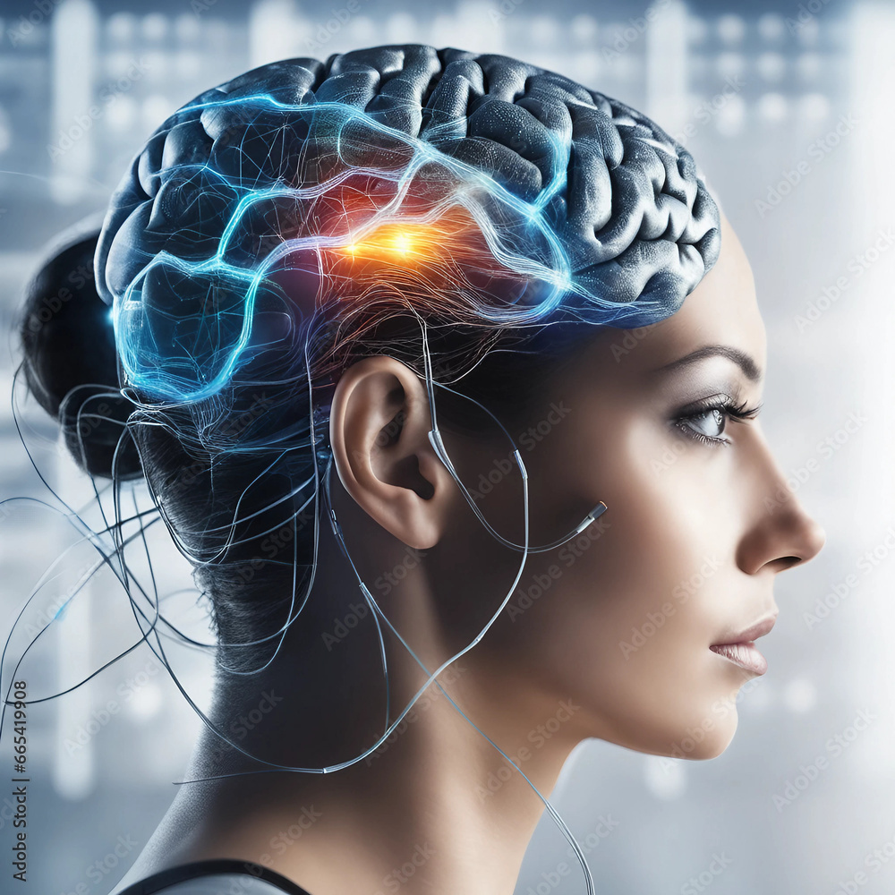 Obraz premium Brain-computer interface technology, Neural networks