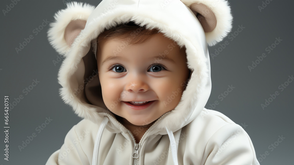 Cuddly studio portrait of a cute baby in a winter beret, perfect for heartwarming seasonal themes and advertising Cuddly studio portrait of a cute baby in a winter beret, perfect for heartwarming seasonal themes and advertising