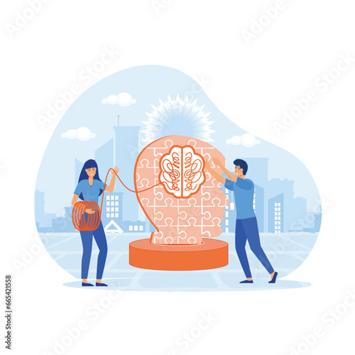 Psychotherapy practice. Woman psychologist bconsulting patient. flat vector modern illustration 