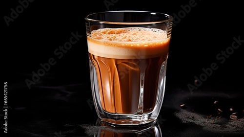 glass of espresso isolated on the black background