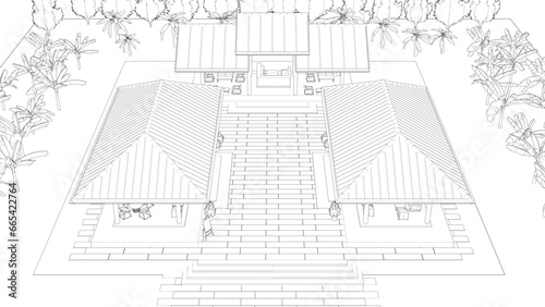 3D illustration of coffee shop