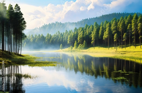 Beatiful nature lake and forest.