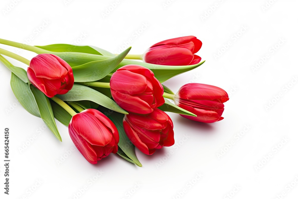 Red tulips isolated on white background. Red tulips isolated on white background.