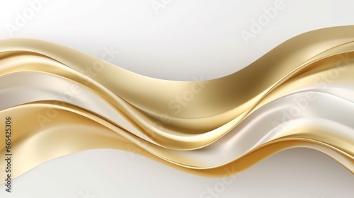 Luxury futuristic abstract gold curved background on white. Gold gradient illustration, minimal. Digital luxury drawing for interior design, fashion textile, wallpaper, website