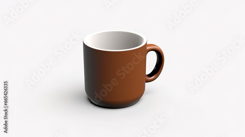 a brown 3d model empty coffee mug isolated on white background