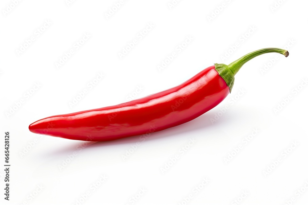 A Red chili pepper is isolated on a white background. A Red chili pepper is isolated on a white background.