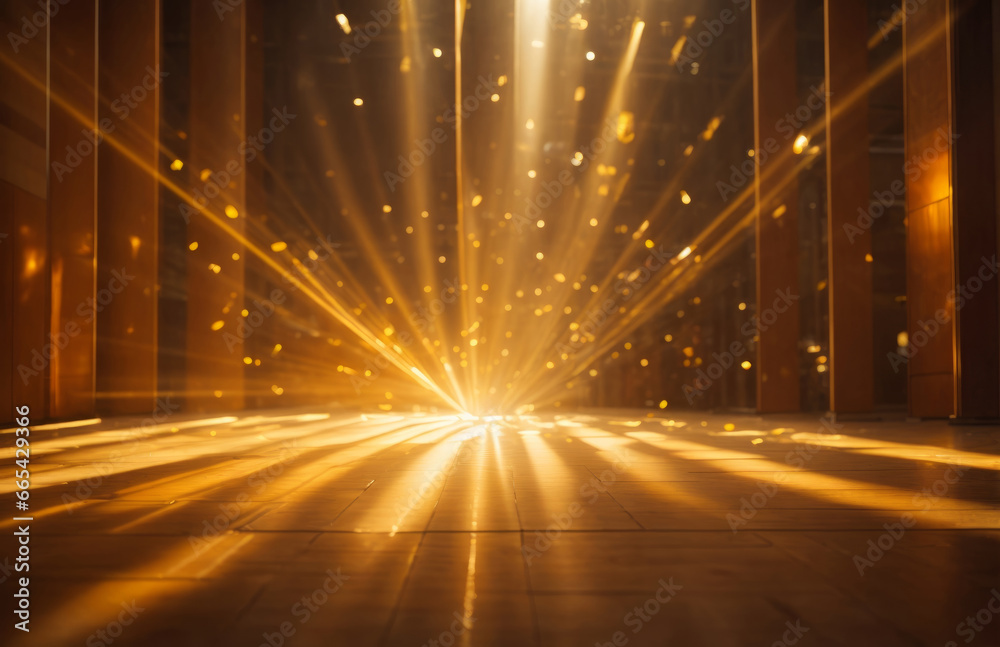 Golden light rays effect with geometric