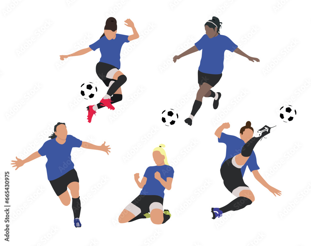 women football team competition poses