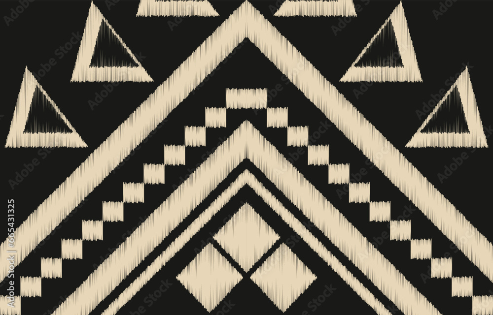 Fototapeta premium Ethnic abstract ikat art. Aztec ornament print. geometric ethnic pattern seamless color oriental. Design for background ,curtain, carpet, wallpaper, clothing, wrapping, Batik, vector illustration.