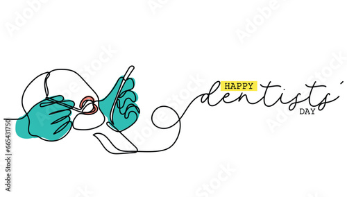 line art of Orthodontic treatment. Dentists day and respect for their services to humanity. Dental procedures vector art concept. Isolated vector of teeth and jaws. Retainers braces denture
