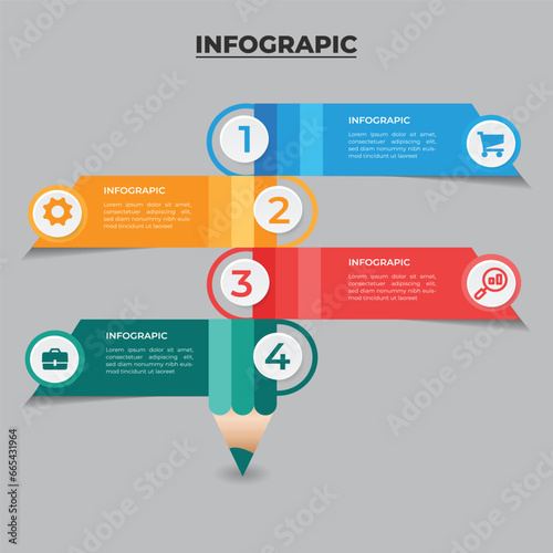 pencil Education infographics 4 option, Abstract infographic Design, can be used for workflow professional.