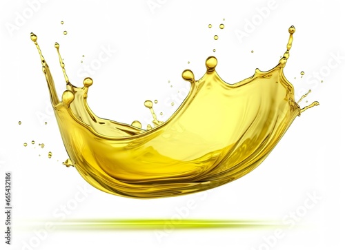 Olive or engine oil splash, cosmetic serum liquid isolated on white background.