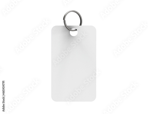 Rectangular metal keychain mockup for branding and advertising presentations.