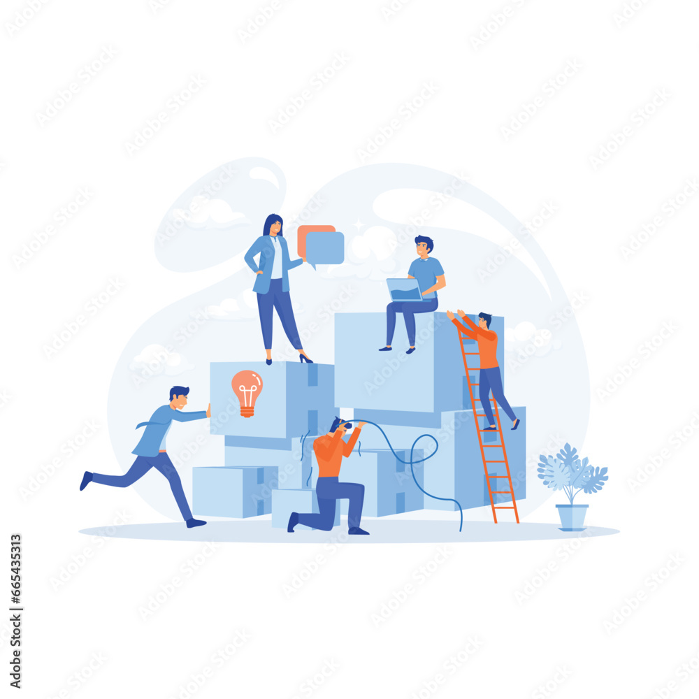 online assistant at work. Searching for new ideas solutions, working together in the company, brainstorming, collaboration. flat vector modern illustration online assistant at work. Searching for new ideas solutions, working together in the company, brainstorming, collaboration. flat vector modern illustration