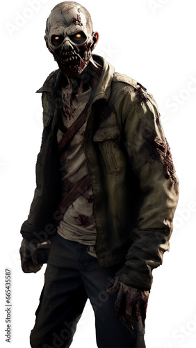 Scary zombie on transparent background PNG