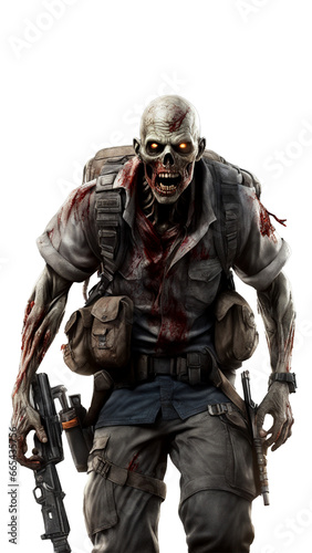 Scary zombie on transparent background PNG