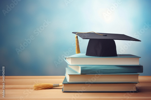 beautiful graduation cap over books