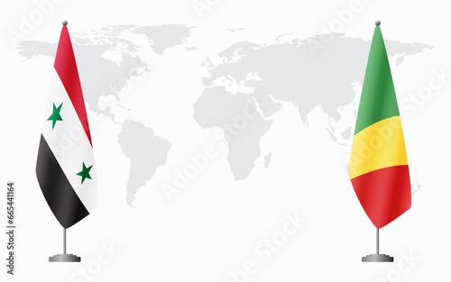 Syria and Congo-Brazzaville flags for official meeting