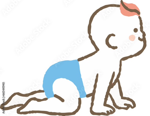 ハイハイしている可愛い赤ちゃん_色