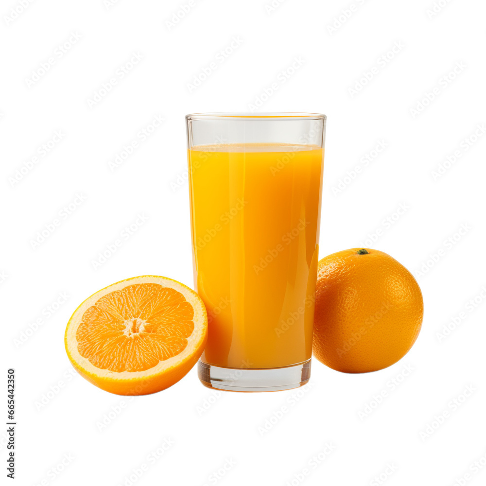 glass of fresh orange juice and orange isolated on white background, ai generated glass of fresh orange juice and orange isolated on white background, ai generated