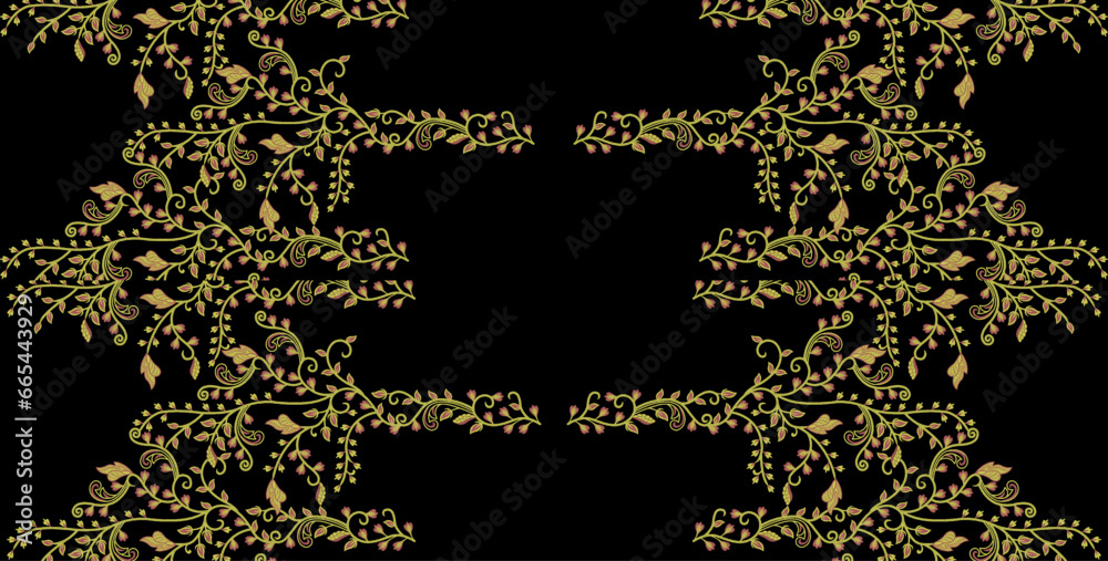 Textile digital borders decorations women clothes front back with ...