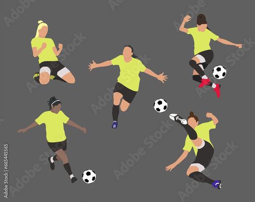 Variety of women playing football