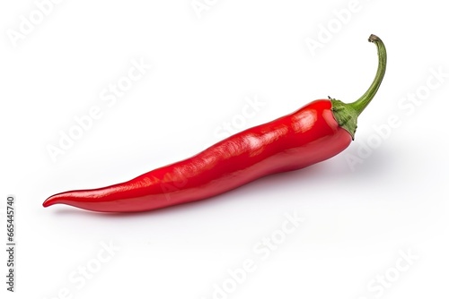 A Red chili pepper is isolated on a white background.