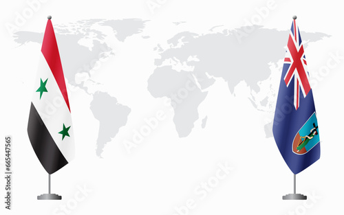 Syria and Montserrat flags for official meeting