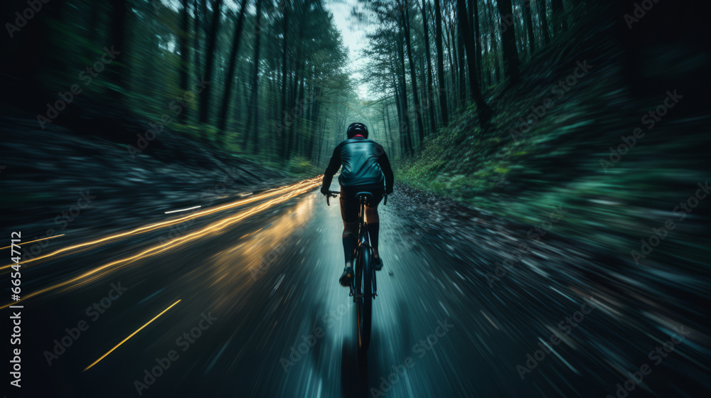cyclist on a forest road