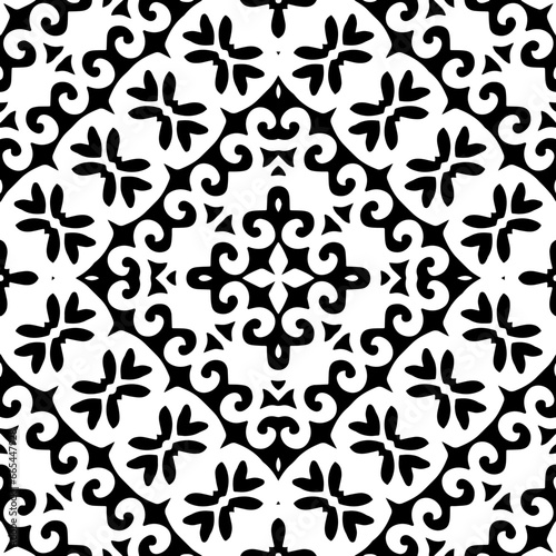  White background with black pattern. Seamless texture for fashion, textile design, on wall paper, wrapping paper, fabrics and home decor. Simple repeat pattern.