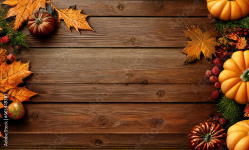 Thanksgiving Holiday on Table Background with Copy Space